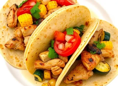 Poulet et salsa de maïs sur tortillas croustillantes