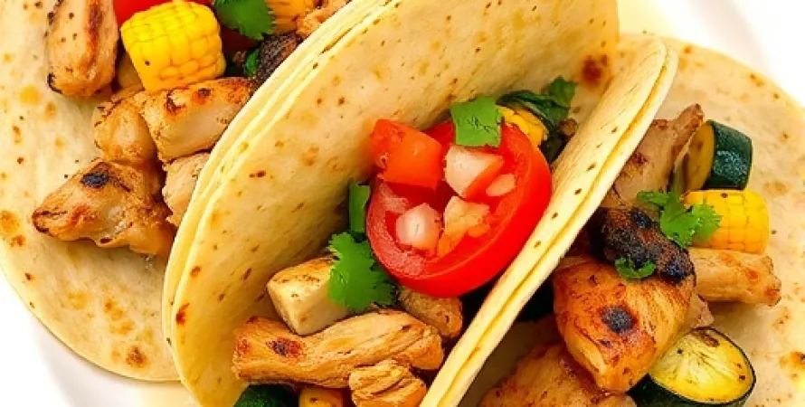 Poulet et salsa de maïs sur tortillas croustillantes