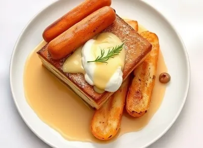 Pain perdu aux pommes et saucisses