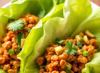 Galettes de laitue asiatique au turc haché épicé