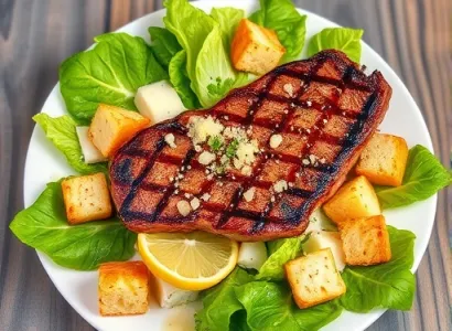 Salade César avec steak