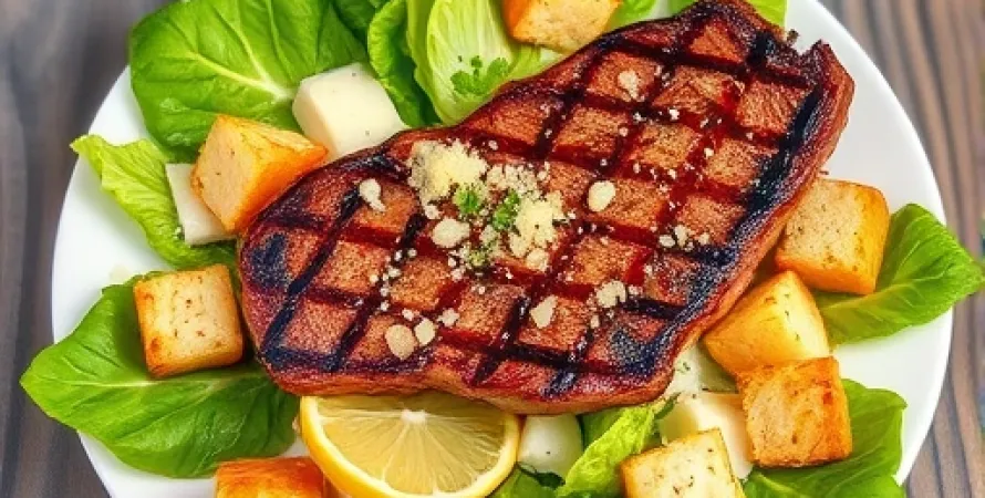 Salade César avec steak