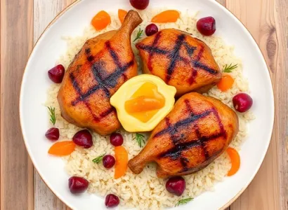 Poulets de Cornouailles au riz aux cerises