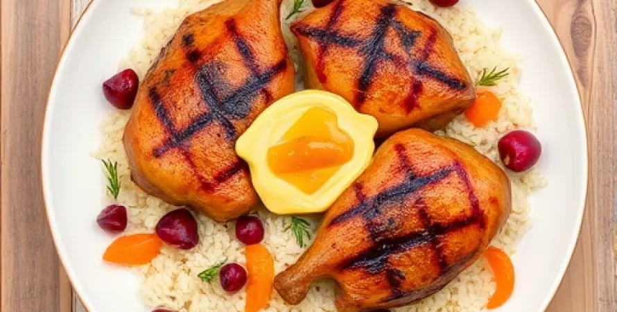 Poulets de Cornouailles au riz aux cerises