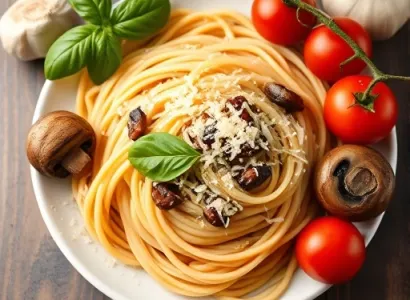 Fettuccine aux champignons Portabella et tomate