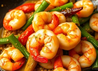 Crevettes au miel et ail