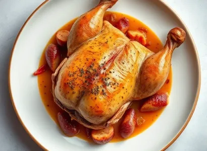 Poulet pané au bacon et saucisse