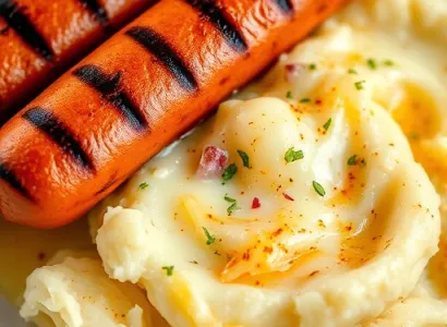 Hot-dogs grillés avec purée