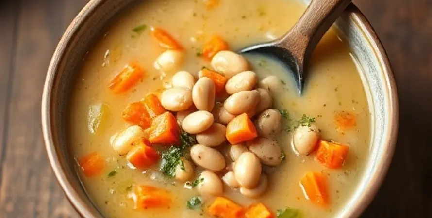 Potage de haricots blancs aux carottes