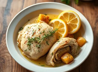 Fricasée de poulet aux artichauts et citron