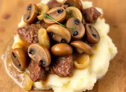 Boeuf au gravy de champignons