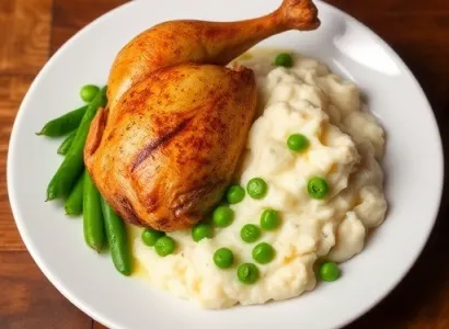 Poulet rôti aux petits pois