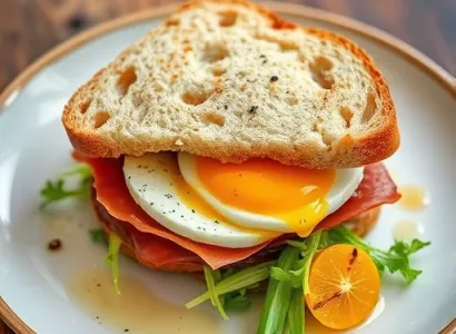 Sandwich au fromage bleu et oeuf