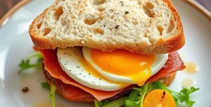 Sandwich au fromage bleu et oeuf