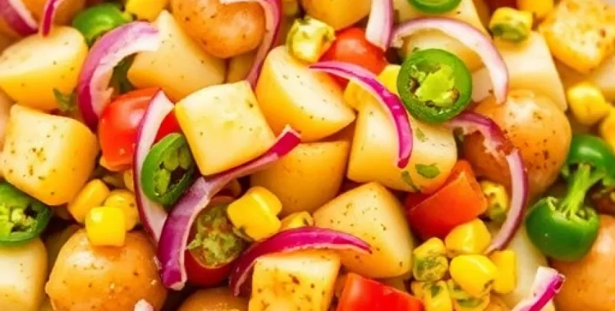 Salade de pommes de terre au maïs et vinaigrette épicée
