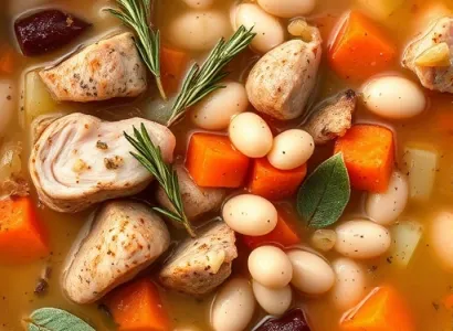 Potage de dinde fumée et haricots