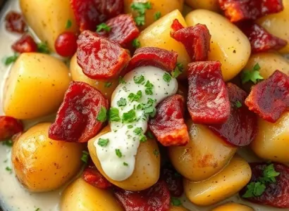 Pommes de terre braisées au bacon et bière