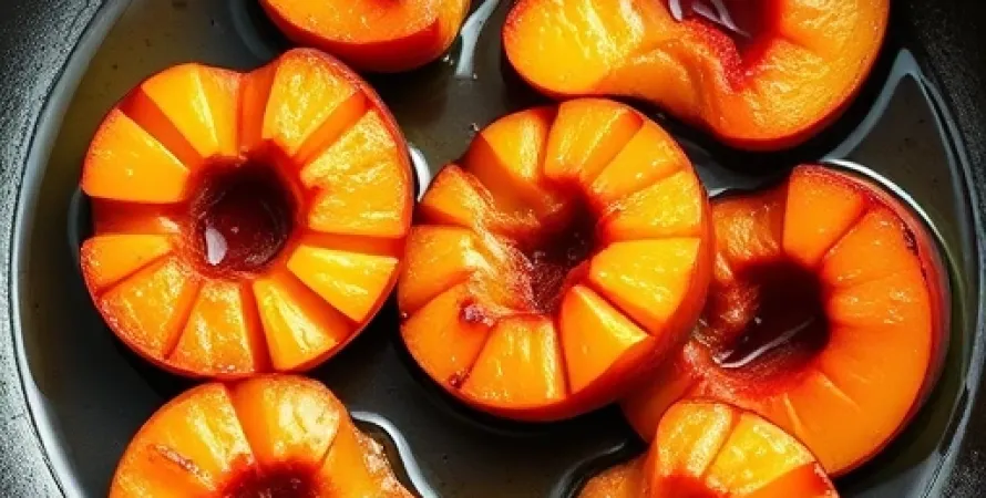 Pêches au miel et vinaigre balsamique