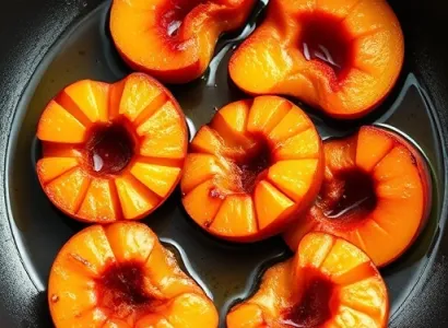Pêches au miel et vinaigre balsamique
