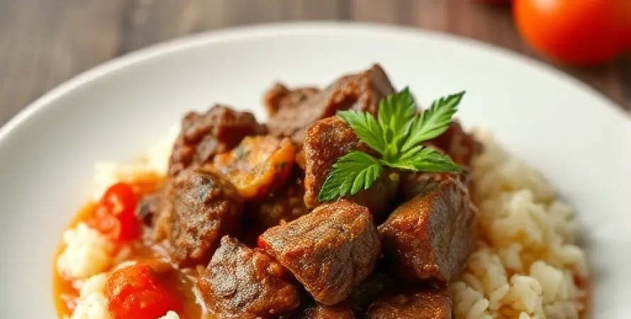 Daube de boeuf aux tomates et riz
