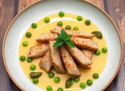 Tendres de poulet aux petits pois et marrons d'eau