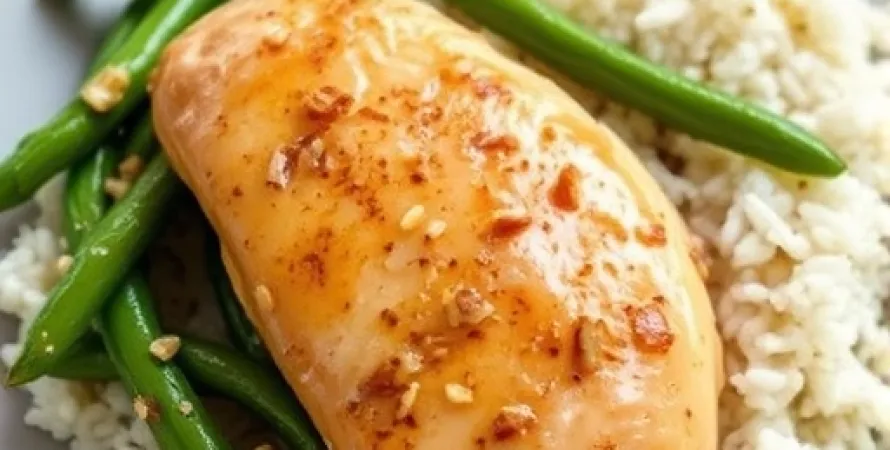 Poitrine de poulet au ail et haricots verts