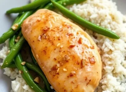 Poitrine de poulet au ail et haricots verts