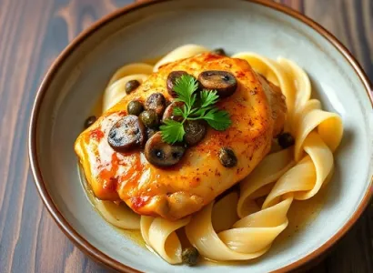 Poulet au Xérès aux champignons et câpres
