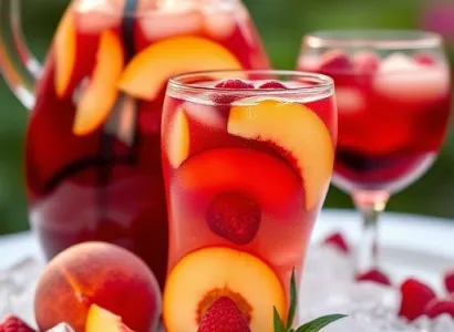 Sangria aux pêches et au raspberries