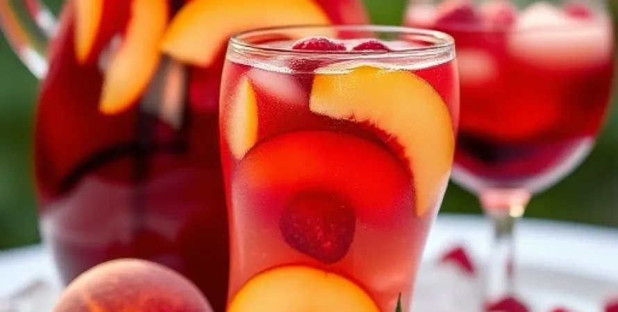 Sangria aux pêches et au raspberries