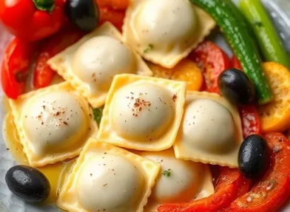 Raviolis au fromage avec légumes frais