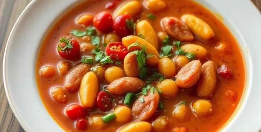 Potage de haricots et saucisses