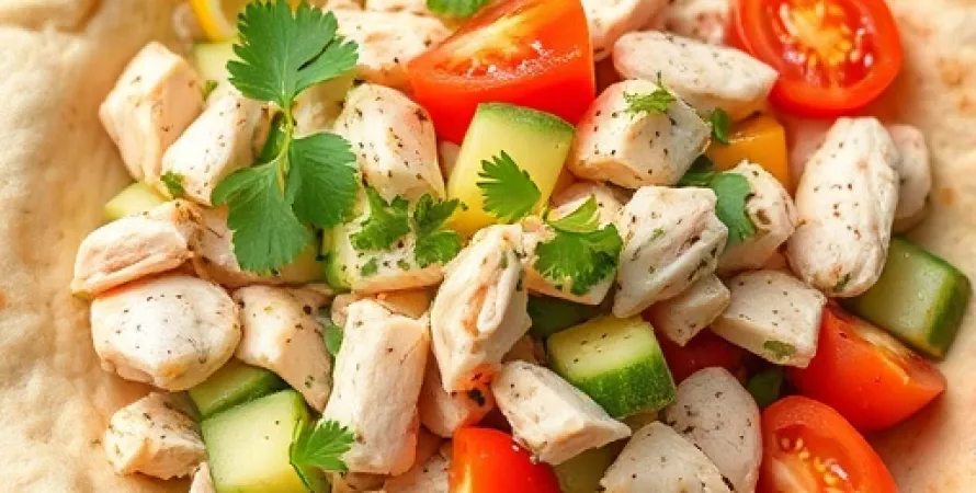 Salade de poulet citron et coriandre