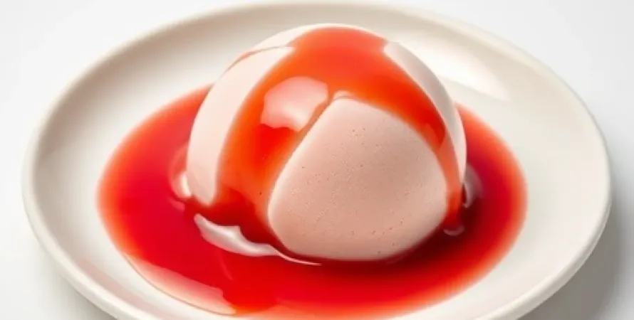 Rhubarbe Sorbet à la Sauce de Fraises Écrasées