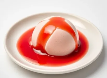 Rhubarbe Sorbet à la Sauce de Fraises Écrasées