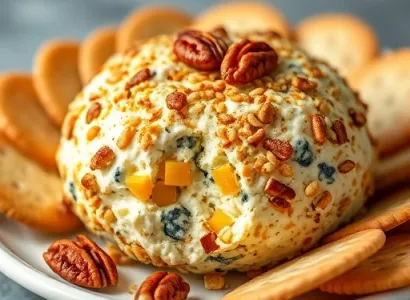 Boule de fromage au cheddar, bleu et cream cheese