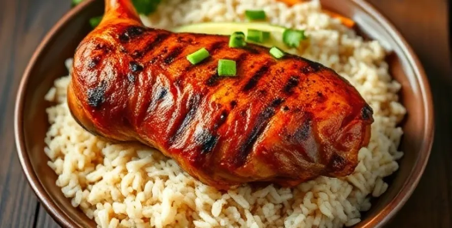 Poulet au BBQ et Riz Brun