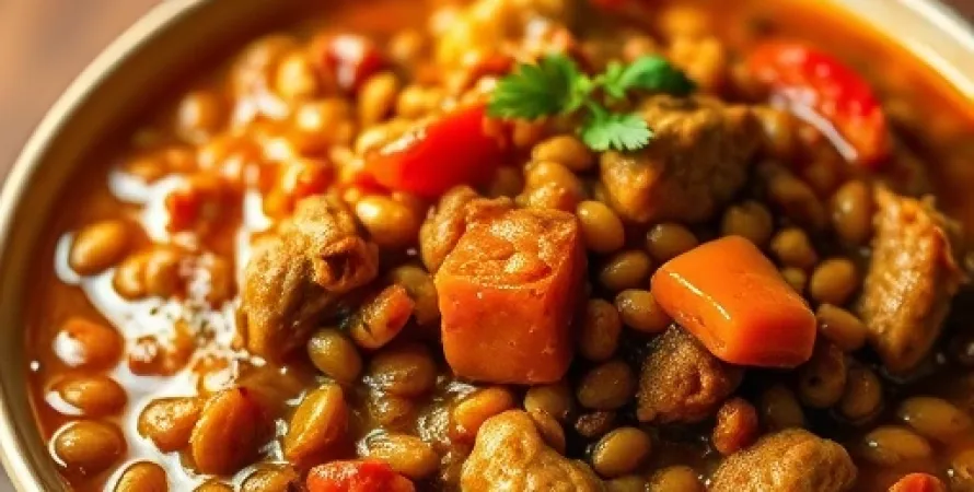 Potage de lentilles et poivrons rouges