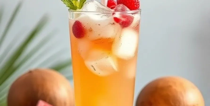 Boisson rafraichissante au coco et aux fruits rouges