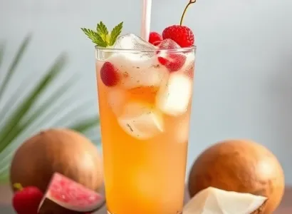 Boisson rafraichissante au coco et aux fruits rouges