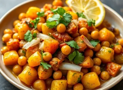 Chaat de pommes de terre et pois chiches