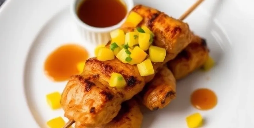 Brochettes de poulet au curry
