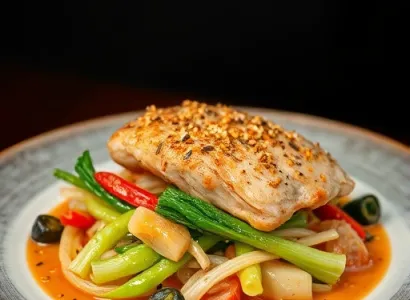Poulet au sesame et légumes sauté