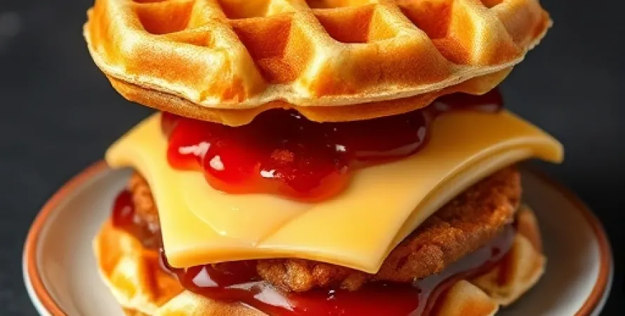 Gaufre au fromage et à la gelée