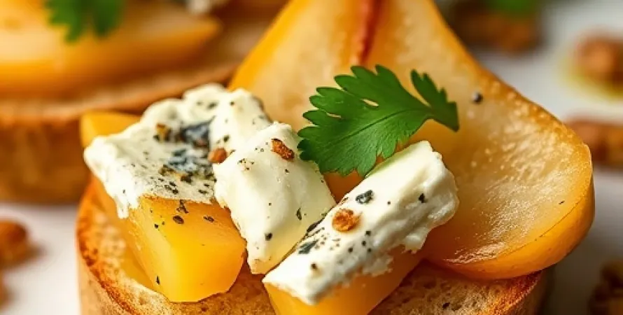 Bruschetta au fromage bleu et poires