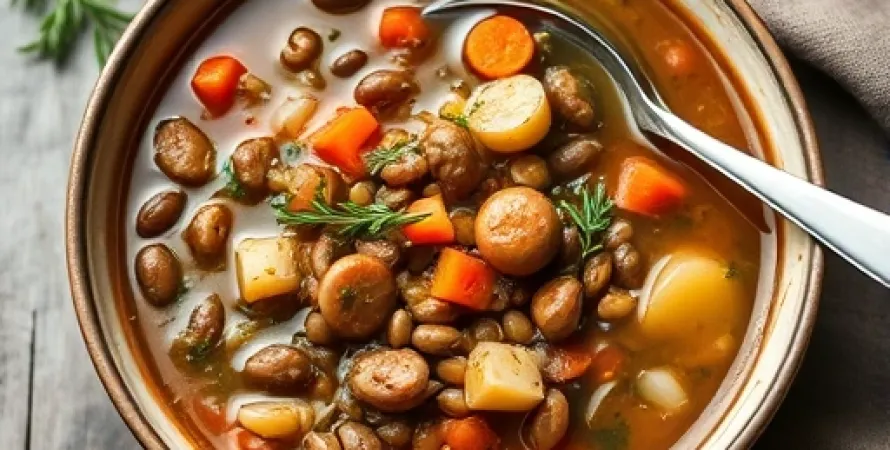 Potage de lentilles avec saucisse