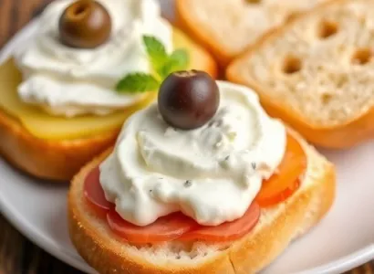 Sandwiches d'olives et fromage à la crème