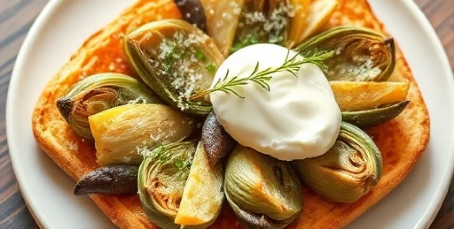 Tartine aux épinards et artichauts