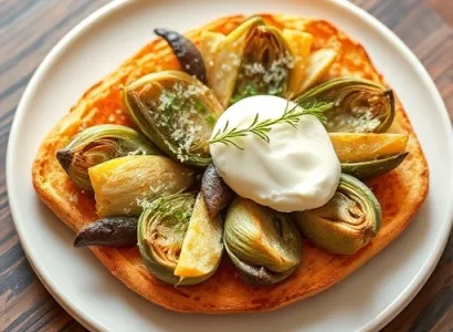 Tartine aux épinards et artichauts
