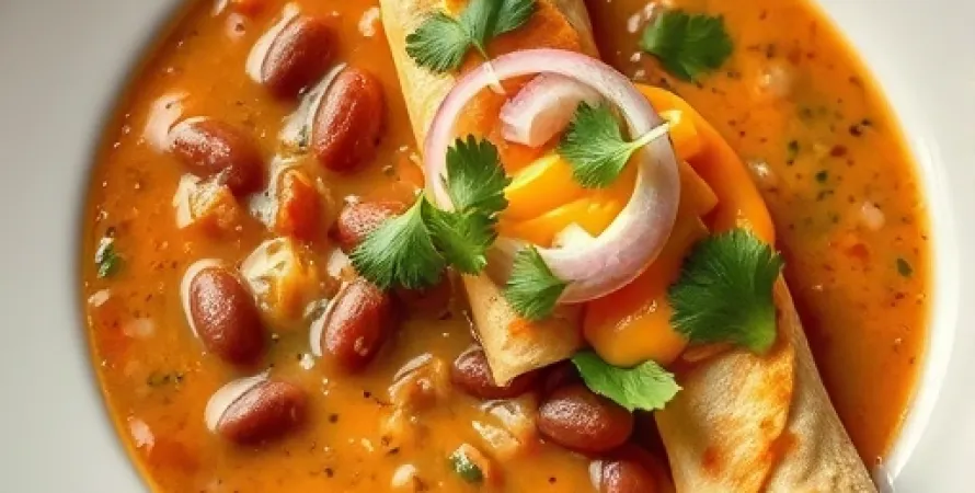 Potage de haricots crémeux avec taquito